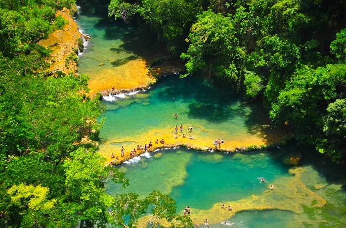 A view of the Semuc Champey pools in Guatemala