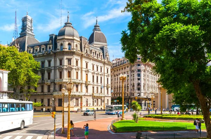 Everyday life unfolds in Plaza de Mayo, the heart of Argentina's political landscape.