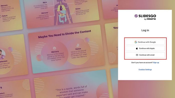 Hướng dẫn đăng ký tài khoản Slidesgo miễn phí bước 2