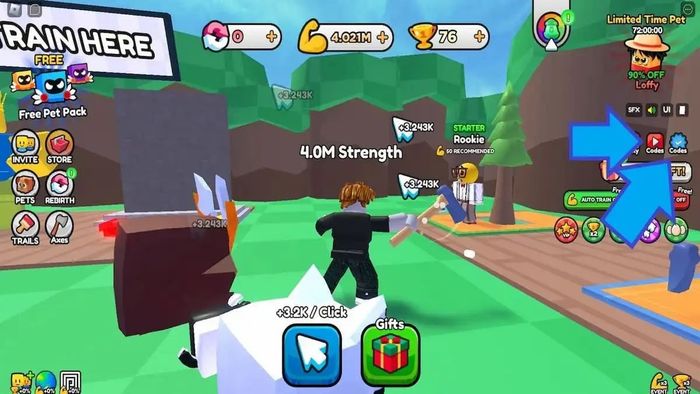 Hướng dẫn nhập mã code Lumberjack Simulator ở bước 1