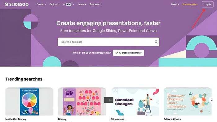 Hướng dẫn đăng ký tài khoản Slidesgo miễn phí bước 1