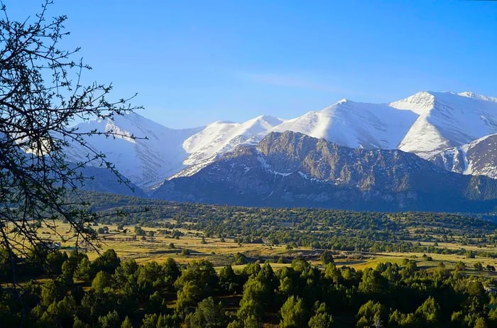 A breathtaking mountain view from Zaamin National Park in the Jizzakh region of Uzbekistan.