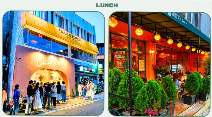 Exterior views of sandwich shops in Seoul