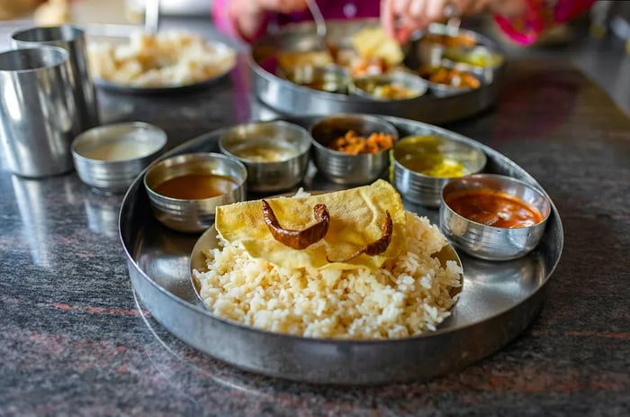 A rice and curry feast in Sri Lanka