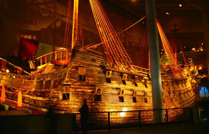 The salvaged Vasa ship on display in Stockholm.