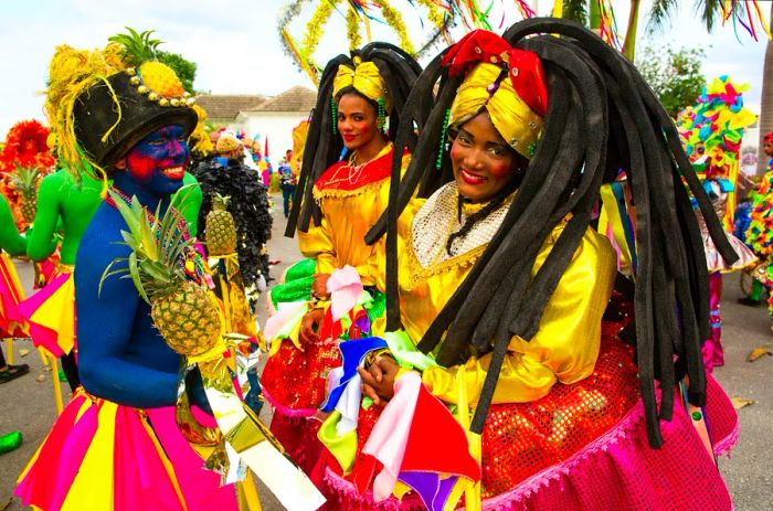 Colorfully dressed participants at the Dominican Republic's Carnaval