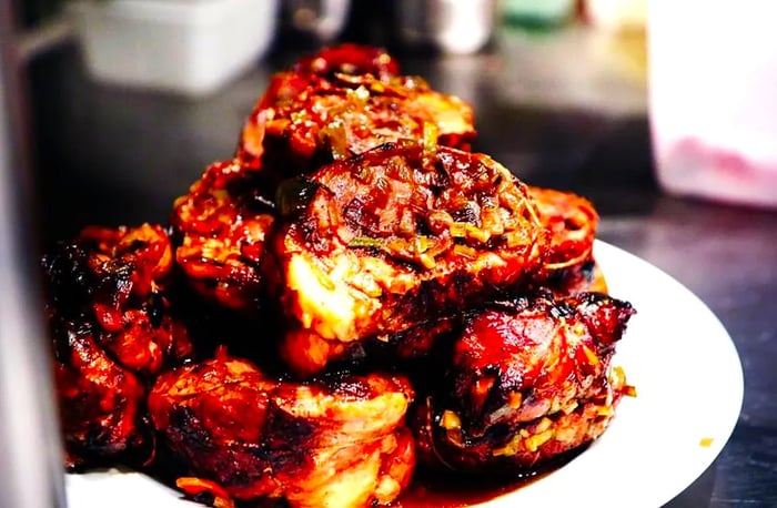 Generous portions of meat arranged on a plate.