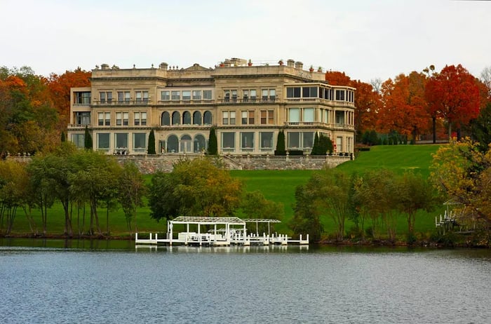 Exterior view of the Stone Manor on Geneva Lake, USA