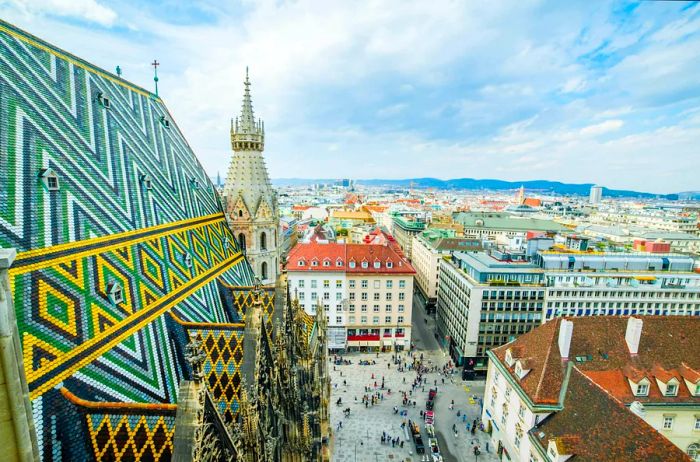 A stunning view of the city from the St. Stephen's Cathedral tower.