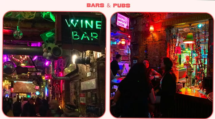 A diptych features images of ruin bars in Hungary.