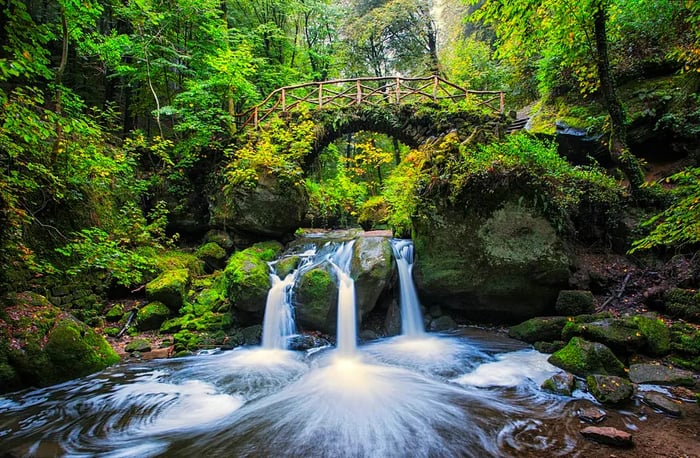 Schiessentümpel Waterfall along the Müllerthal Trail in Luxembourg