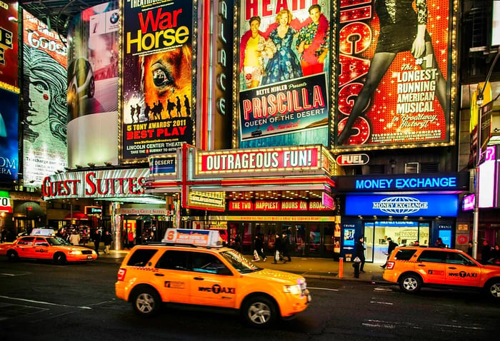 Broadway theaters in Times Square, New York City