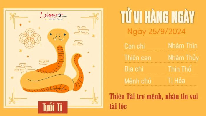 Tử vi ngày 25/9/2024 - Tuổi Tị