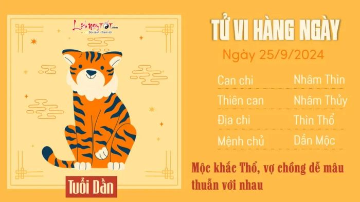 Tử vi hàng ngày 25/9/2024 - Tuổi Dần