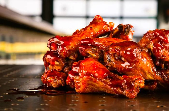 A stack of flavorful chicken wings.