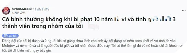Chỉ vì một quyết định sai lầm, game thủ PUBG Mobile đã bị khóa tài khoản trong 10 năm