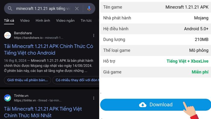 Hướng dẫn tải Minecraft 1.21.21 APK tiếng Việt miễn phí cho Android - Bước 1