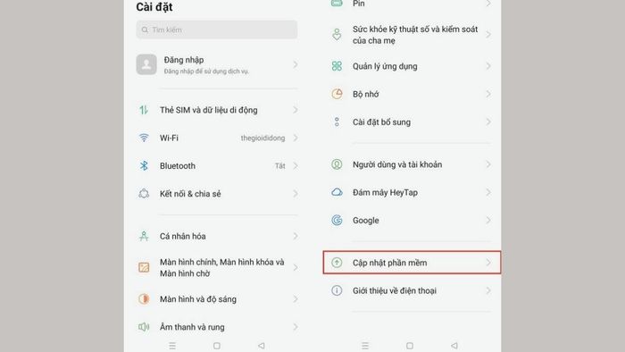 Cập nhật phần mềm để khắc phục lỗi OPPO bị sập nguồn - Bước 2