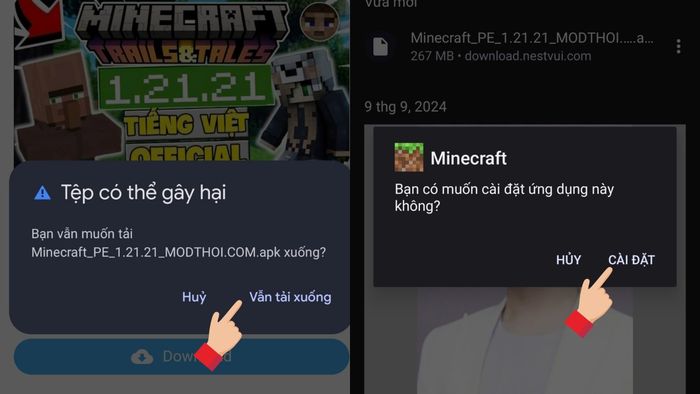 Hướng dẫn tải Minecraft 1.21.21 APK tiếng Việt miễn phí cho Android - Bước 2