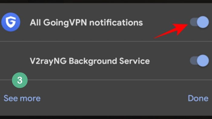 Ngừng quyền truy cập thông báo của ứng dụng VPN