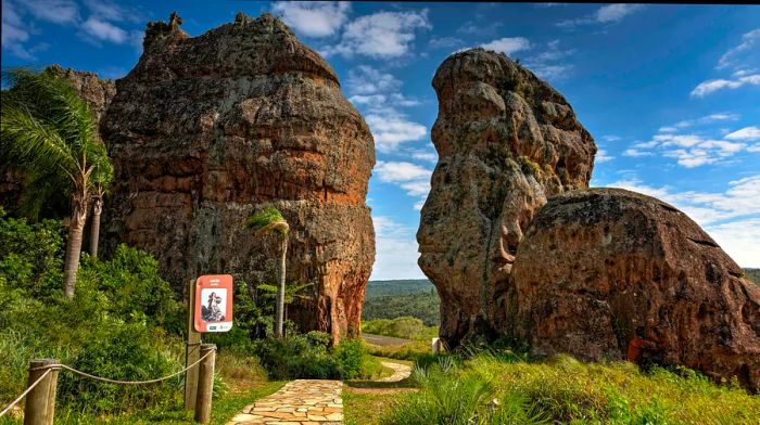 The sandstone formations known as the 'stone city' at Vila Velha State Park, Ponta Grossa, Paraná, Brazil