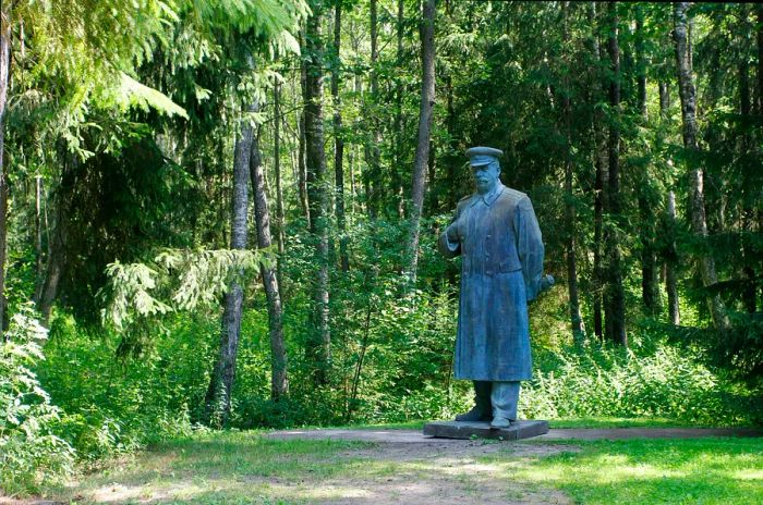 A bronze statue of Stalin from the Soviet era at Grūtas Park, Druskininkai, Lithuania