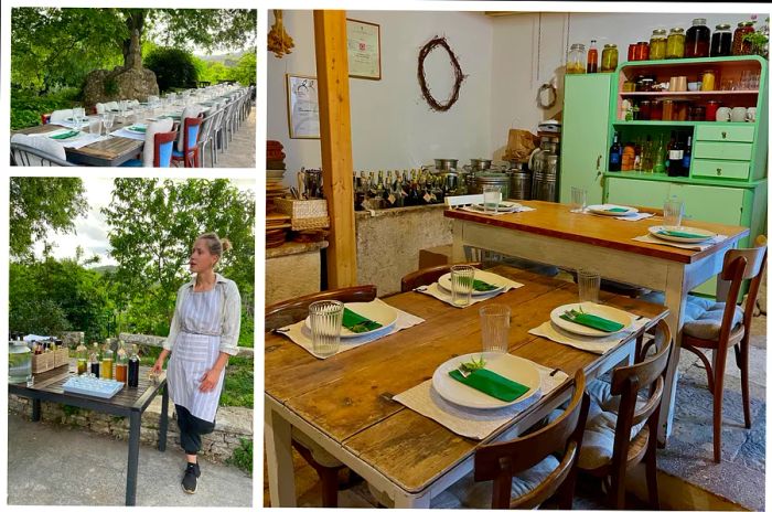 Outdoor dining set for lunch at an eco-farm cottage