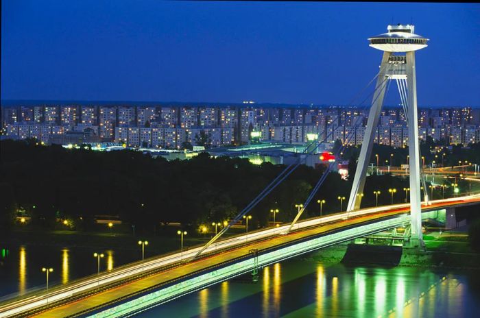 UFO Tower atop the Novy Most (New Bridge), Bratislava, Slovakia