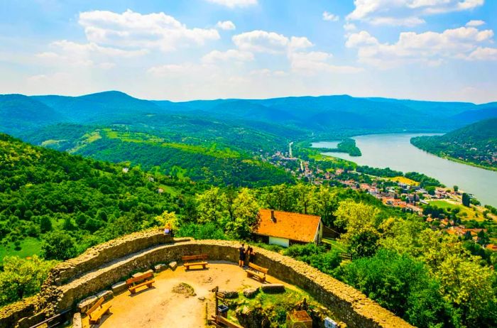 A stunning view of the Danube Bend and Börzsöny Hills from Visegrád Castle