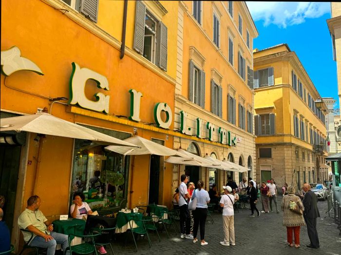 No visit to Rome is complete without indulging in gelato from Gioletti, where you'll find people eagerly queuing for their delicious ice cream.