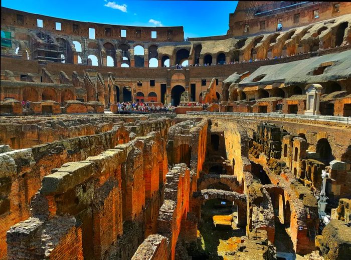 The hypogeum of the Colosseum in Rome, Italy