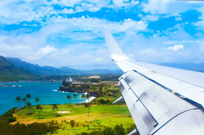 Aerial view as you approach Lihue Airport in Kauaʻi.