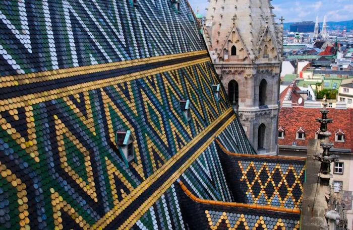 Mosaic roof tiles of Stephansdom, Vienna, Austria