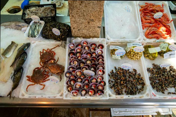 Savoring fresh seafood at Mercado de Abastos.