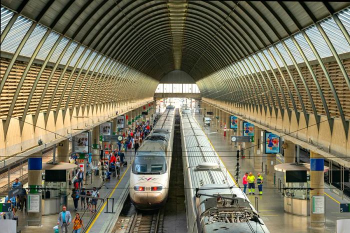 Starting your adventure on a Renfe train from Madrid's Atocha Station marks the beginning of your flight-free journey through Spain.