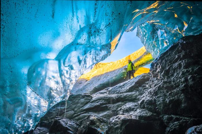 A stunning ice cave in Vatnajokull Glacier National Park, Iceland