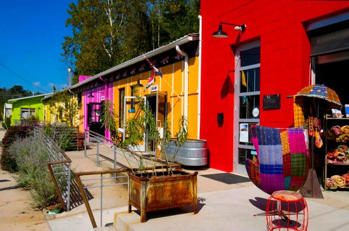 The vibrant buildings of the River Arts District in Asheville, NC