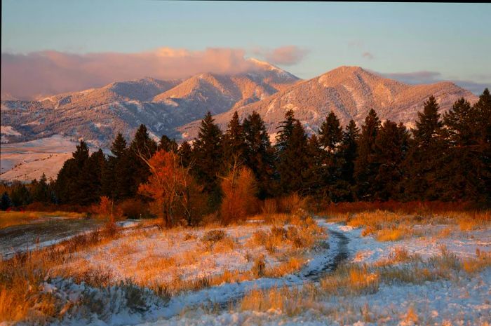 Winter dawn in Bozeman, Montana