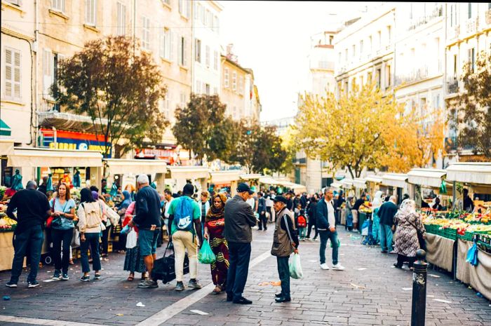 Market stalls in the vibrant Noailles district, Marseille