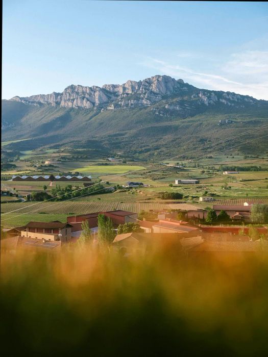 La Rioja is famed for its undulating hills and ideal conditions for winemaking, with Ysios Winery prominently situated in the foreground.