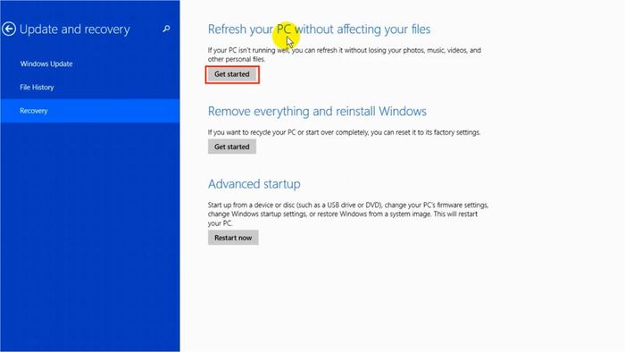 cách sử dụng nút Refresh trên Windows 8/8.1