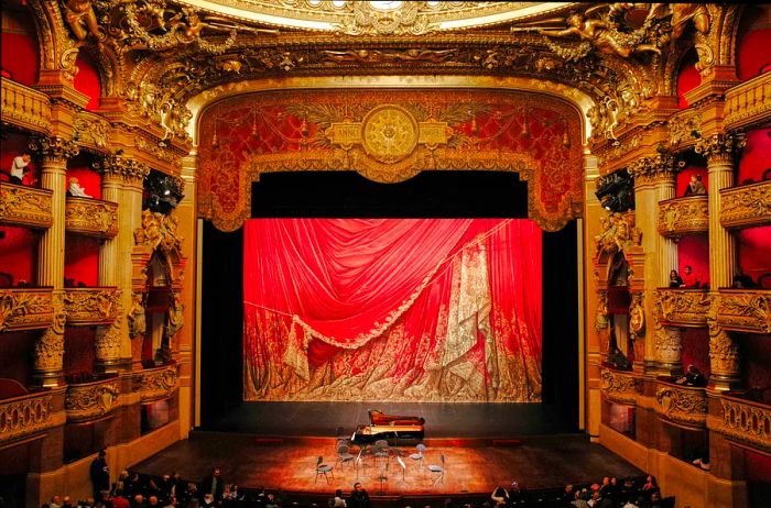 The stunning stage within the Palais Garnier opera house.