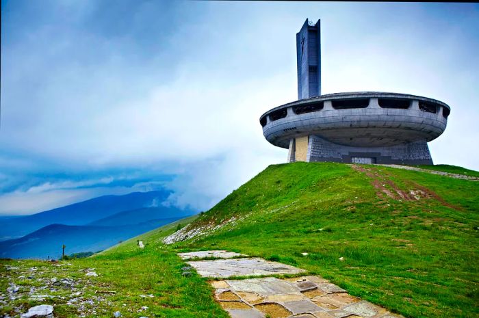 Perched on a hill overlooking the Balkan Peninsula is the now-abandoned Buzludzha Monument.