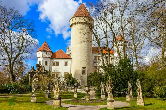 Statues adorning the grounds of Konopiště Castle in the Czech Republic