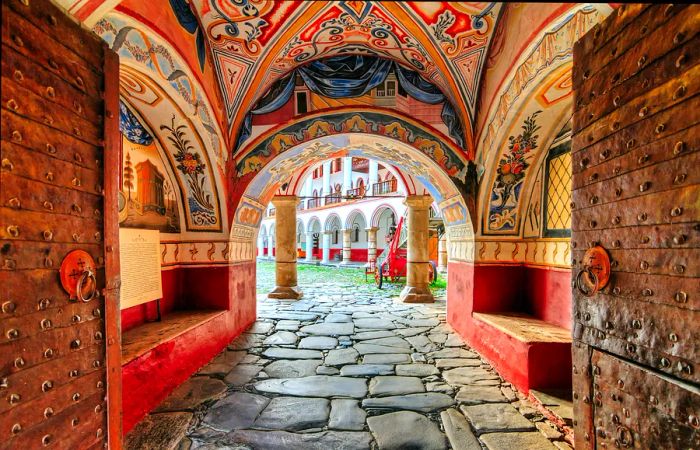 Entrance to the Orthodox Rila Monastery in Bulgaria