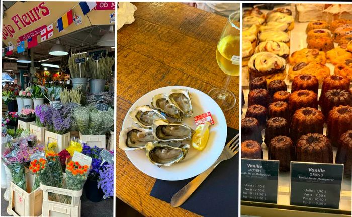 <strong>Collage:</strong> Marche des Capucins and Cassonade pastries in Bordeaux, France