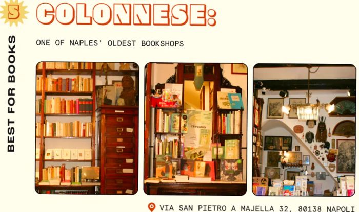 Antique books displayed in a Naples bookstore