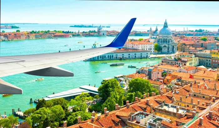 Arriving at Venice Airport, Italy