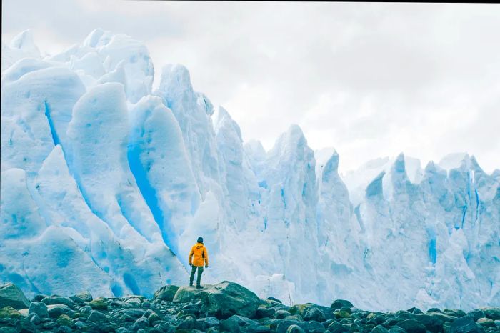 Visitor admiring the Perito Moreno glacier in Argentina