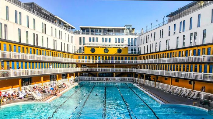 Luxury swimming pool at the Molitor Hotel MGallery by Sofitel in Paris XVI.